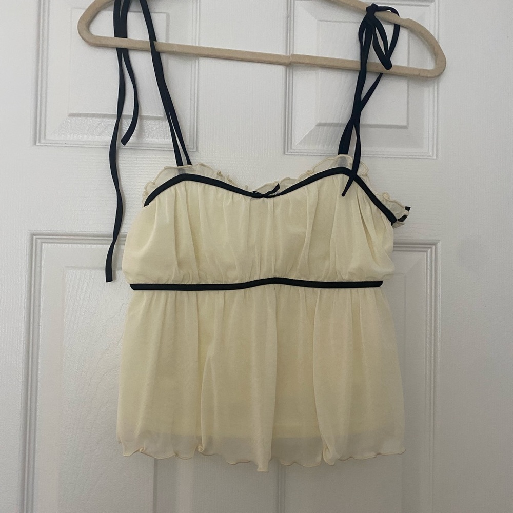 Grey Bandit Cream Top with Black Straps